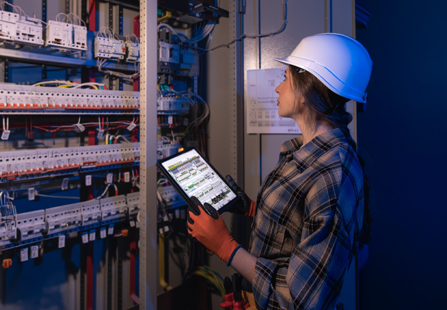 Professioneel UPS-onderhoud in Qatar – technicus inspecteert UPS-systeem